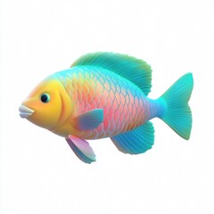 Brightly colored parrotfish, isolated on white background