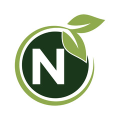 Nature Logo combine with letter N vector template
