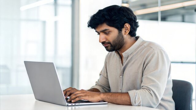 Indian Software Engineer Coding on Laptop	

