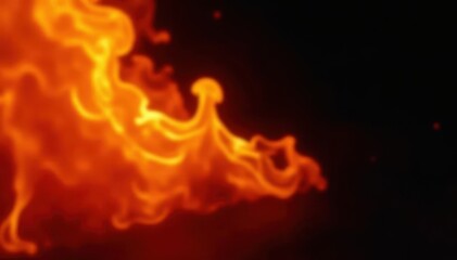 Fototapeta premium Intense orange and yellow flames, flickering against pure black , light, wallpaper, close-up