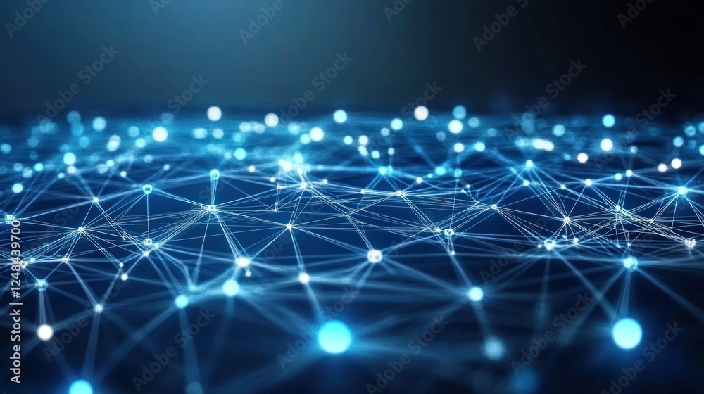Poster abstract network blue light connections data visualization