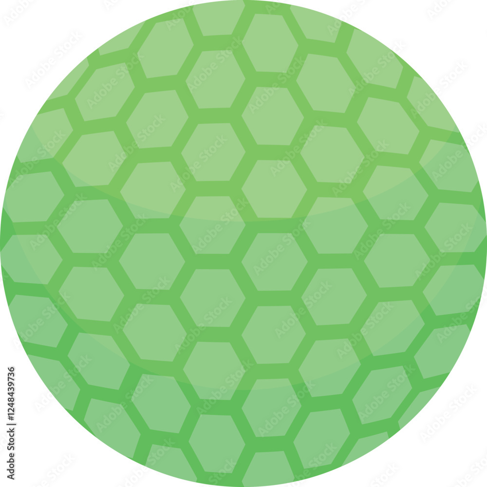 Poster green sphere with hexagonal pattern creating textured surface, suitable for projects related to desi