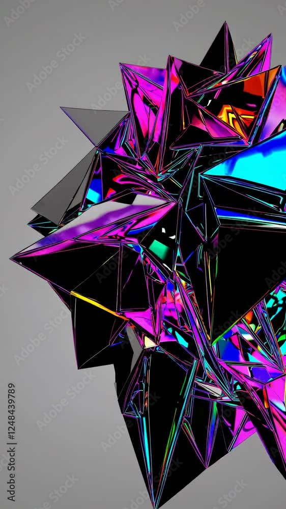 Aufkleber A vibrant abstract pattern of interconnected geometric shapes with a glossy, textured surface