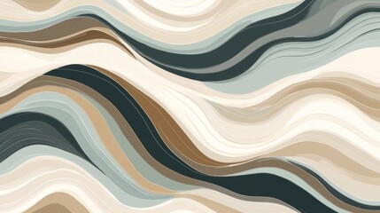 Fototapeta premium Abstract Wave Design: Serene Beige and Teal Swirls