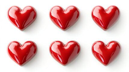 3d heart design element set, white background 