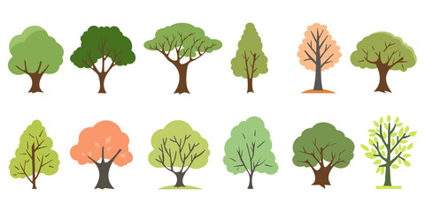 Collection of flat trees Icon. Can be used to illustrate any nature or healthy lifestyle topic.