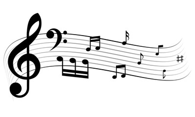 A collection of musical notes, symbolizing the beauty and flow of music. The notes gracefully dance across the staff, representing harmony and rhythm that connect the melody to the soul.