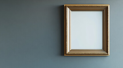 Minimalist Blank Frame on Gray Wall. 3D Illustration