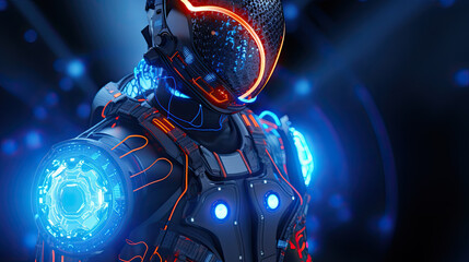 Glowing Futuristic Robot in a Dark Sci-Fi Setting