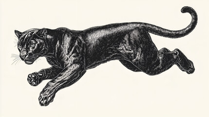 Obraz premium Black Panther in a jumping pose on a white background. 