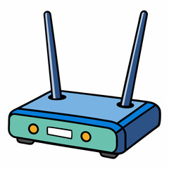 Fototapeta premium Wireless Router illustration with antennas and blue accents