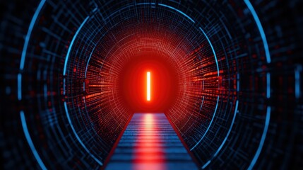 Fototapeta premium Futuristic Digital Tunnel with Neon Lights and Glowing Effects