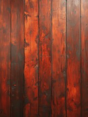 Fototapeta premium Wooden wall with rich red tones creates a warm and rustic atmosphere in the interior decor of a modern space