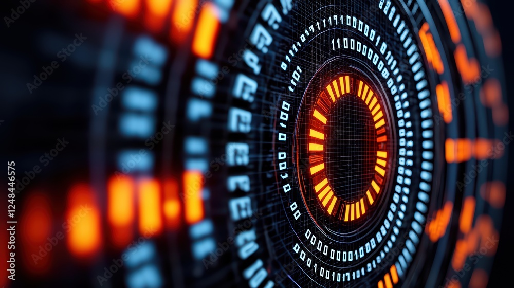 Poster abstract digital futuristic interface with data visualization elements
