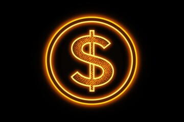 Obraz premium Glowing dollar sign in neon orange and black