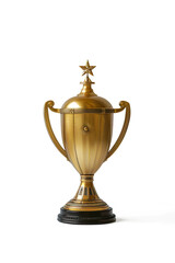 Fototapeta premium golden trophy with a star on top centrally placed and entirely on a transparent background