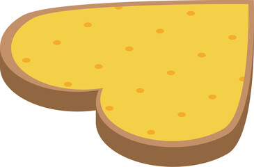 Slice of toast bread with melted butter forming a heart shape, perfect for valentine's day breakfast