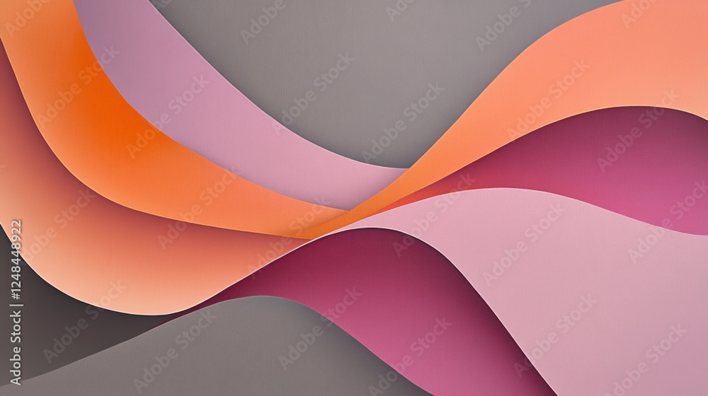 Poster Abstract Colorful Waves Design With Layered Paper Effect
