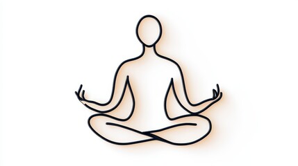 Mindful Meditation Pose Simple Line Art Illustration