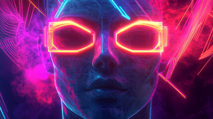 future cyberpunk neon abstract futuristic retro 3d render illustration
