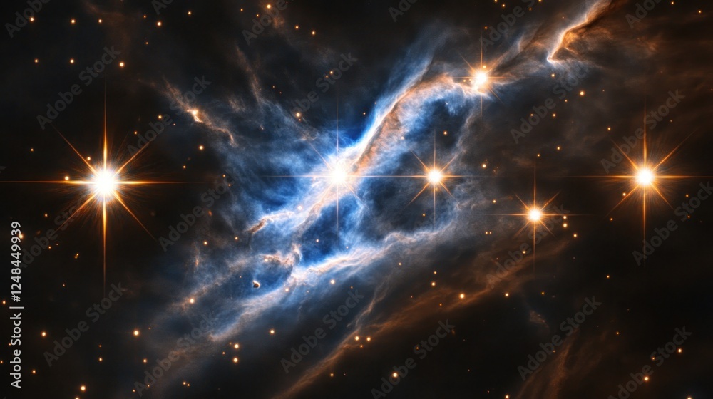 Poster cosmic nebula displaying celestial bodies and gaseous clouds