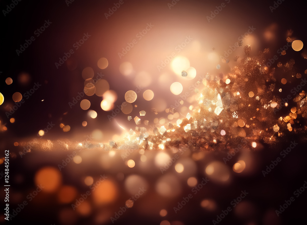 Wall mural abstract double exposure blends light and bokeh in a warm, dreamy composition. sparkling orbs create