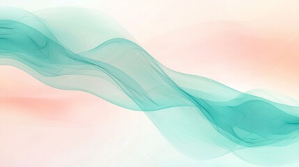Fototapeta premium Abstract Teal Wave on Peach Background: Serene Digital Art