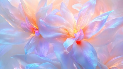 Fototapeta premium Dreamlike Pastel Flowers Soft Petals Illuminated