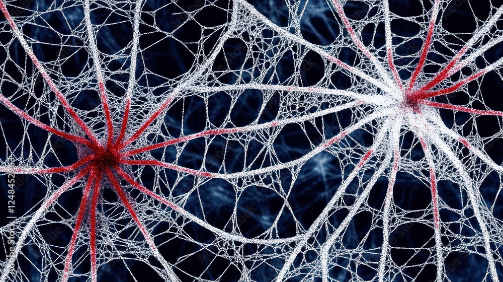 Poster Intricate Web Structure With Red Accents