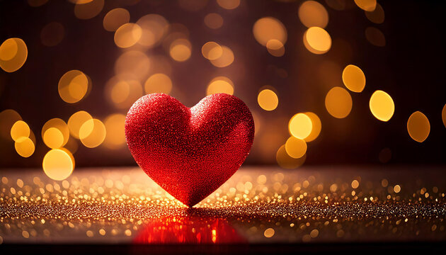 A high-end, luxurious Valentine's Day background with a single glowing red heart