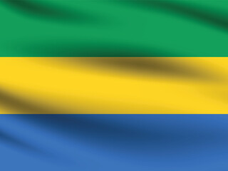 Gabon flag official colors and proportion digital vector illustration. Pleated flag.