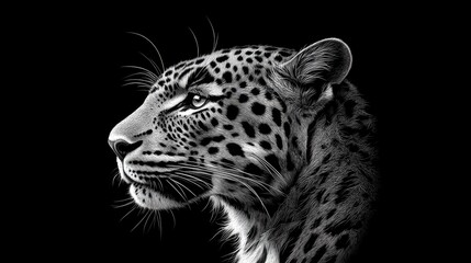 Obraz premium Majestic Leopard Profile In Striking Monochrome Art