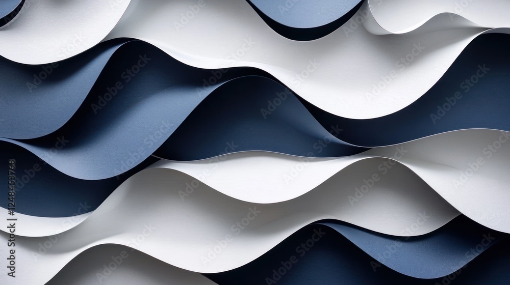 Aufkleber Abstract Wave Pattern in Blue and White