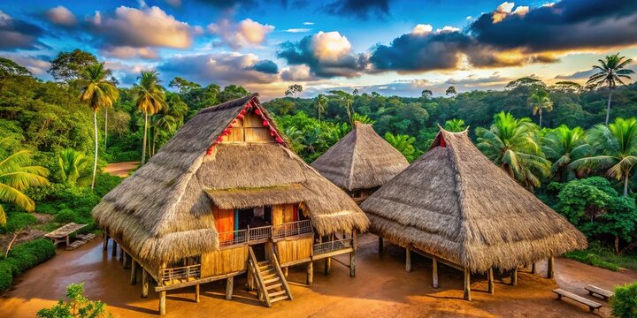 Dessana Maloca, Amazon rainforest long house, portrait.