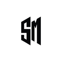 SM monogram logo design letter text name symbol monochrome logotype alphabet character simple logo