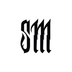 SM monogram logo design letter text name symbol monochrome logotype alphabet character simple logo