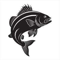 Detailed Salmon Fish Silhouette with Striking Design for Aquatic-Themed Graphics