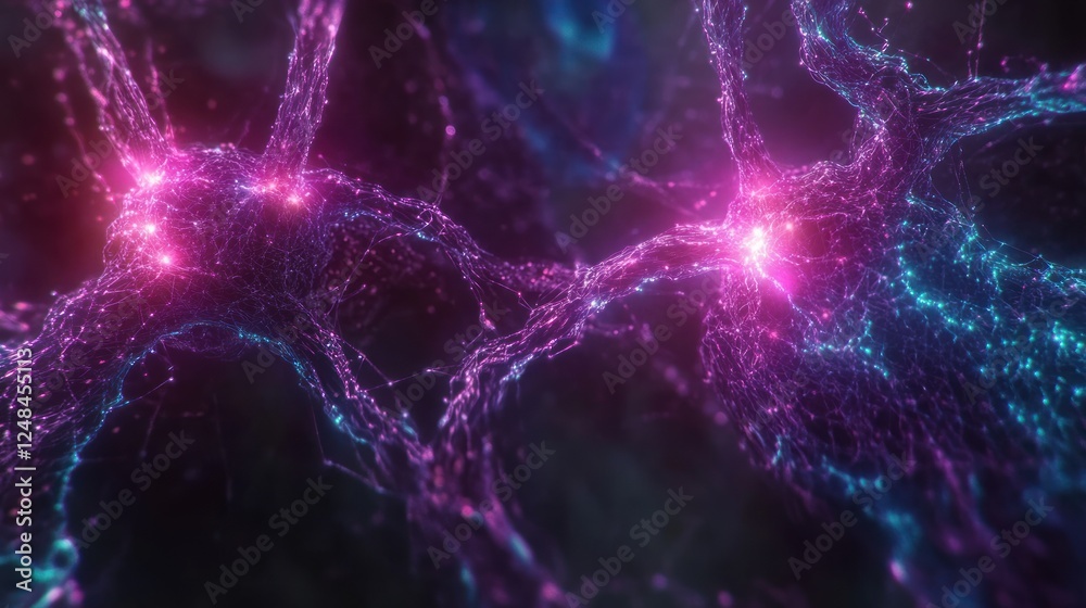 Poster abstract neural network glowing connections art