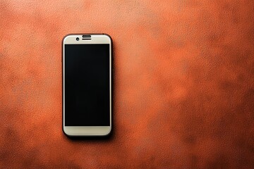 Smartphone with blank screen background. Top view with copy space. Mockup for design