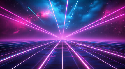 360 degree full panorama of dark futuristic environment with laser led lights 3d render illustration hdri hdr vr virtual reality content