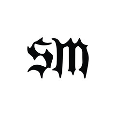 SM monogram logo design letter text name symbol monochrome logotype alphabet character simple logo