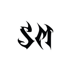 SM monogram logo design letter text name symbol monochrome logotype alphabet character simple logo