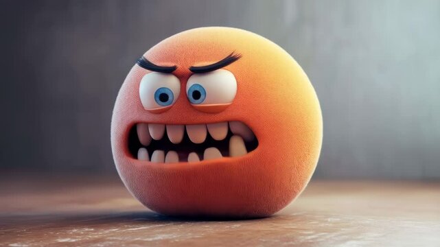 Angry Orange Ball Character 3D Render