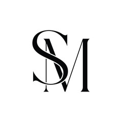 SM monogram logo design letter text name symbol monochrome logotype alphabet character simple logo