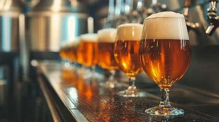 A local craft beer brewery with kegs, glasses, and a tasting room