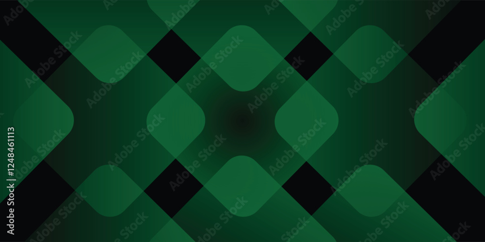 Wall mural dark green abstract background with gold lines and shadow. geometric shape overlap layers. transpare