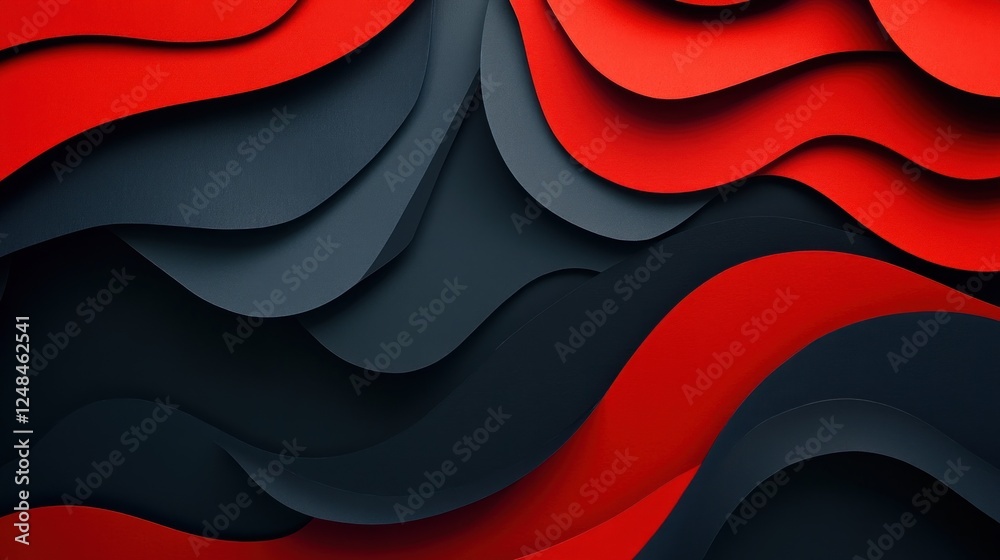 Poster Abstract Red and Black Wave Pattern Design