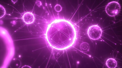 Obraz premium Glowing Purple Orbs Connected By Energy Lines