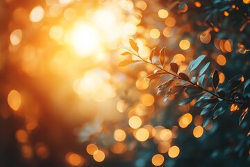 Abstract orange bokeh background with glowing spots
