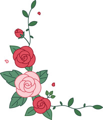 rose corner border for card decoration
